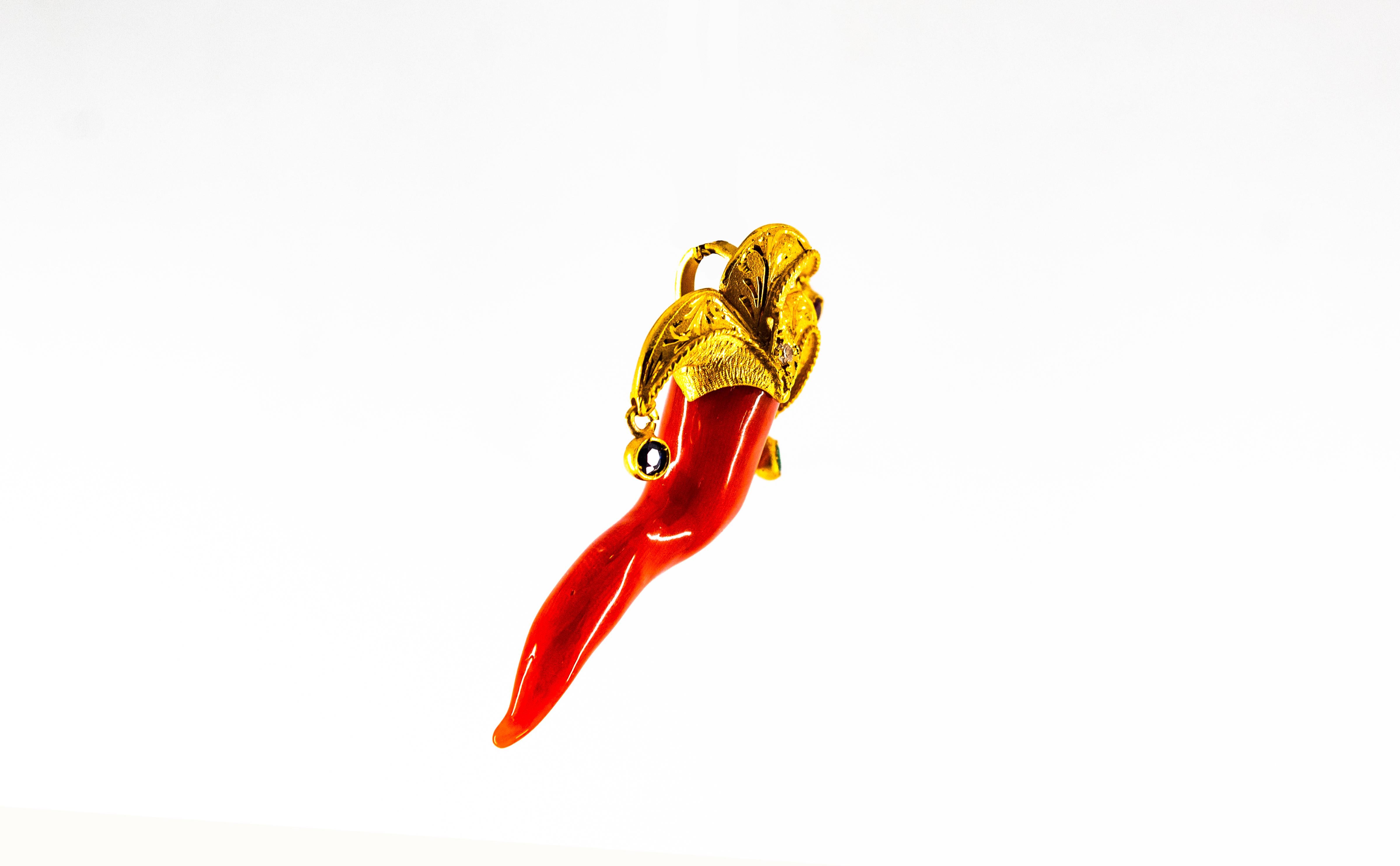 Méditerranée Corail rouge Bleu Saphir Rubis Émeraude Pendentif 