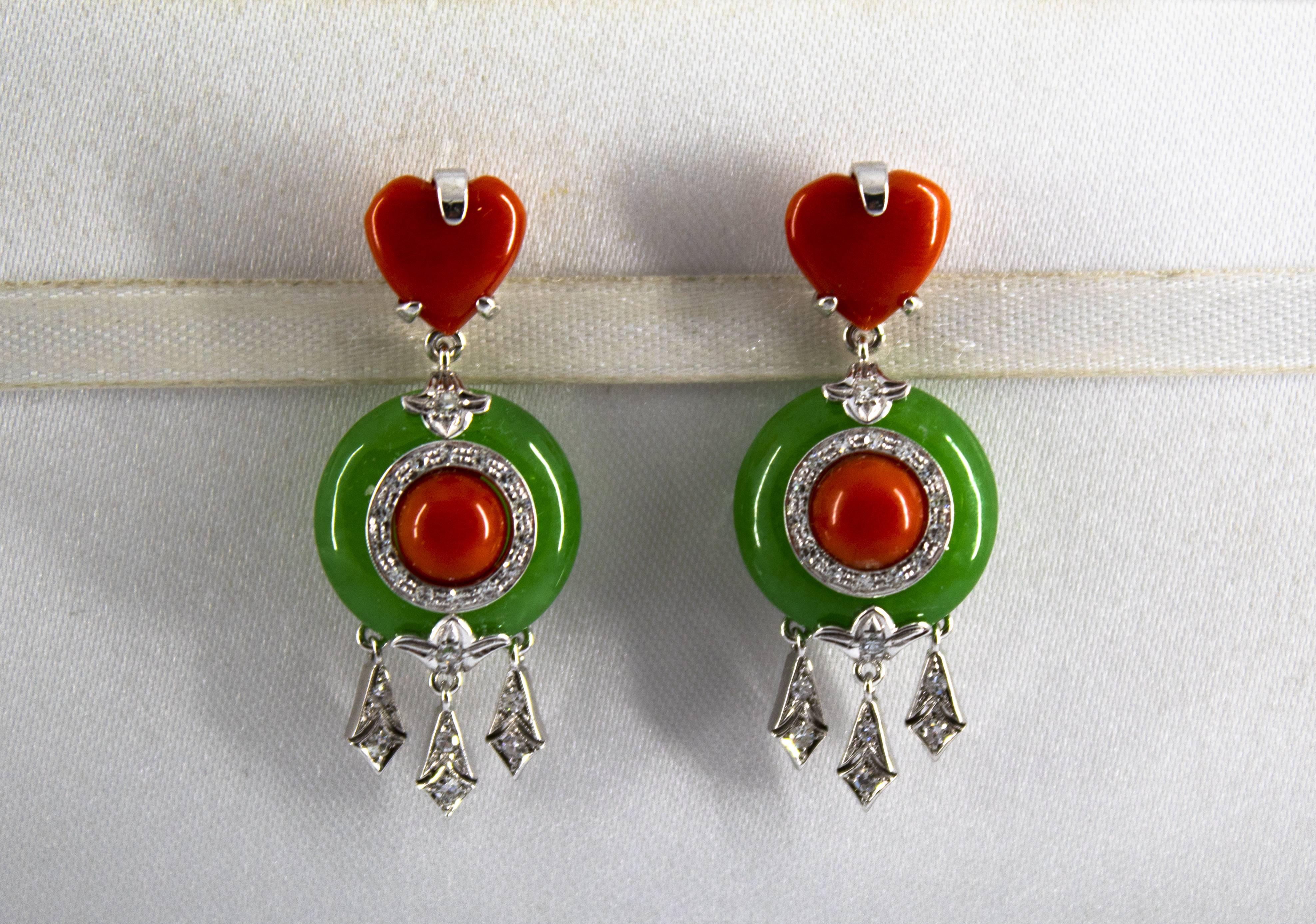coral and jade earrings