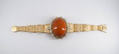 Mediterranean Red Coral Ruby Yellow Sapphire Diamond Yellow Gold Bracelet