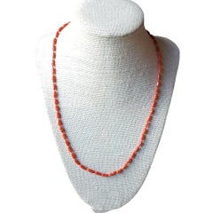 Mediterranean Salmon Coral Hand Knotted Sterling Silver Strand Necklace