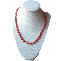 Mediterranean Salmon Coral Hand Knotted Sterling Silver Strand Necklace