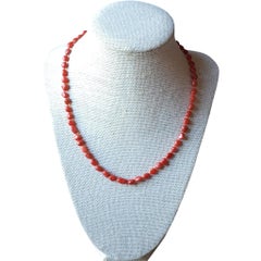 Mediterranean Salmon Coral Hand Knotted Sterling Silver Strand Necklace