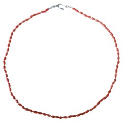 Mediterranean Salmon Coral Hand Knotted Sterling Silver Strand Necklace