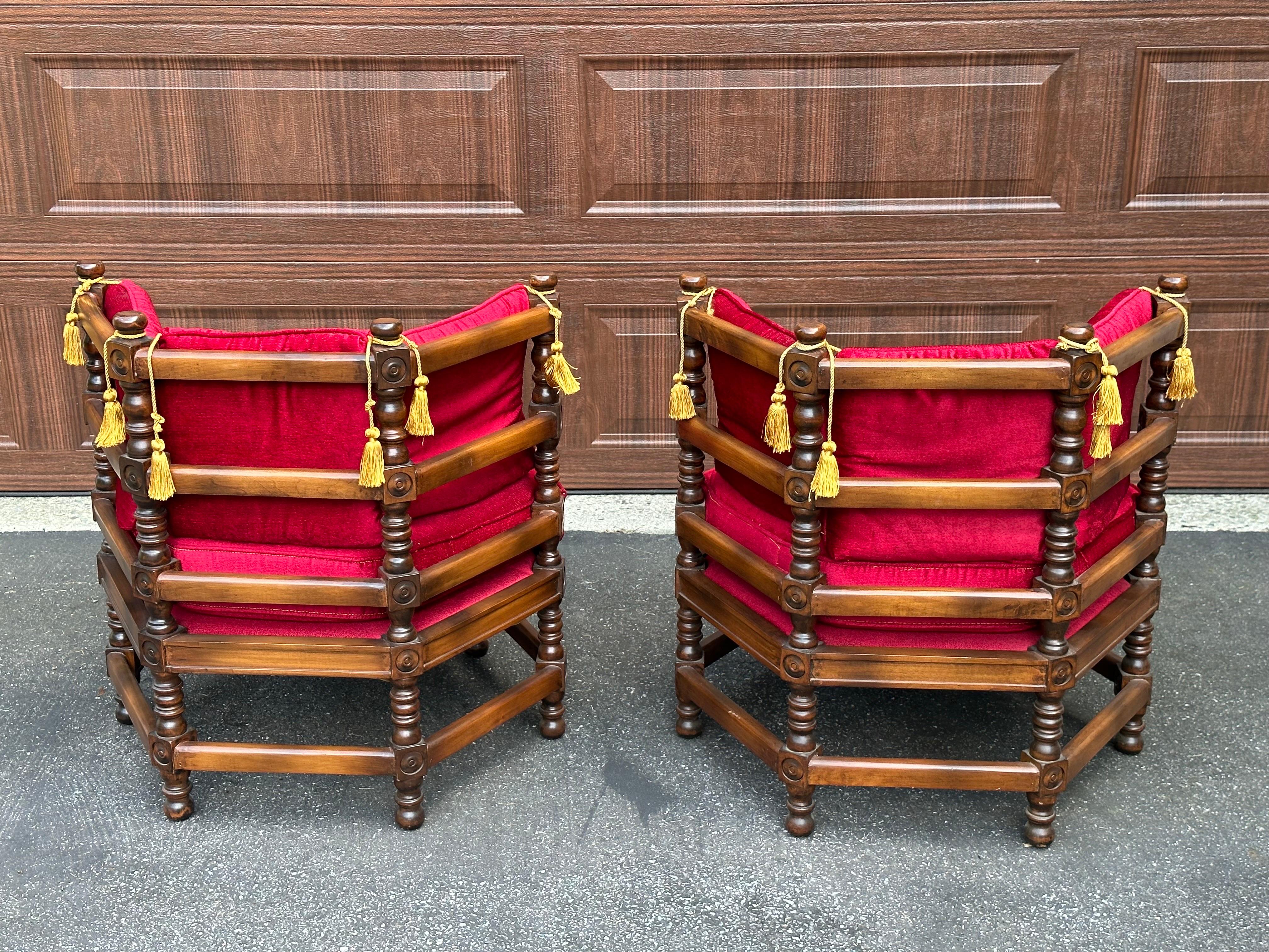 20th Century Mediterranean Spanish Revival Boho Chic Hexagonal Chairs - Showpieces by Lewitte For Sale