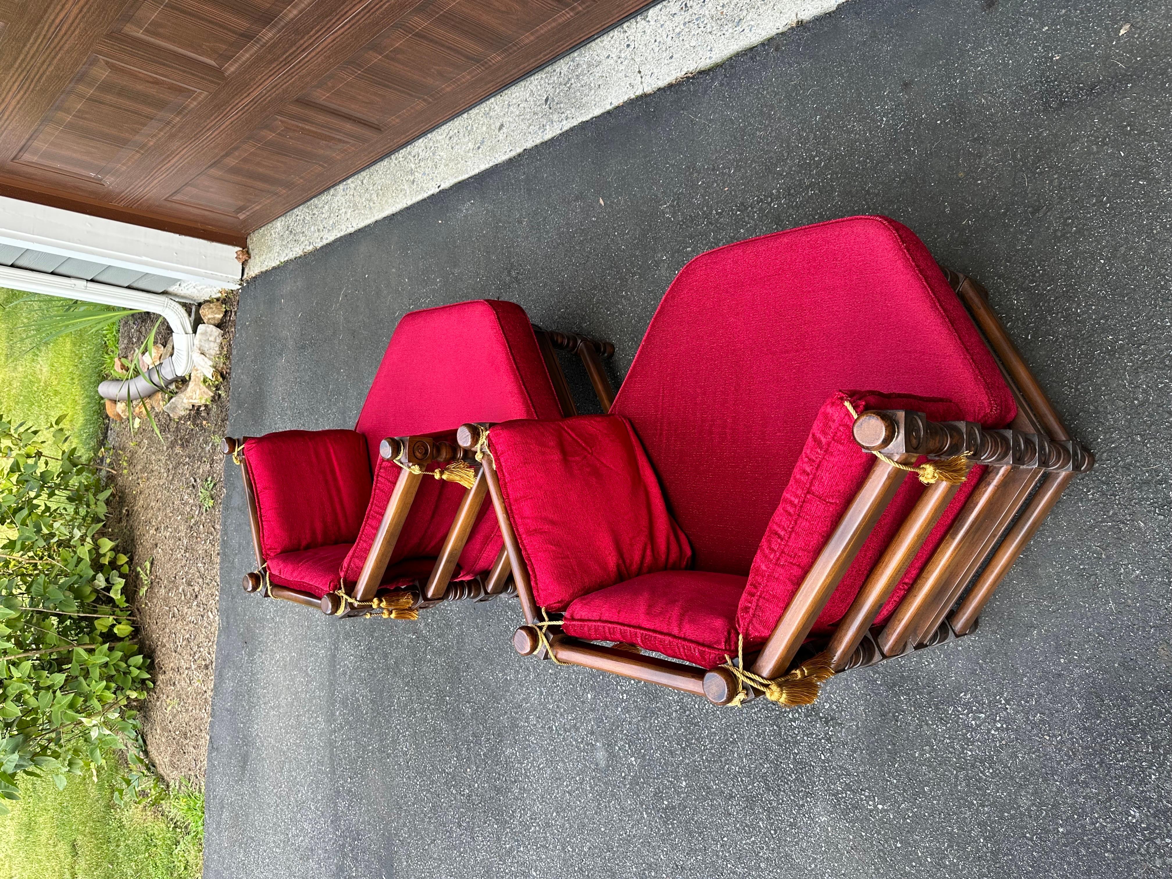 Velvet Mediterranean Spanish Revival Boho Chic Hexagonal Chairs - Showpieces by Lewitte For Sale