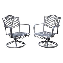 Mediterranean Style Aluminum Swivel and Tilt Black Tuscan Garden Patio Chairs