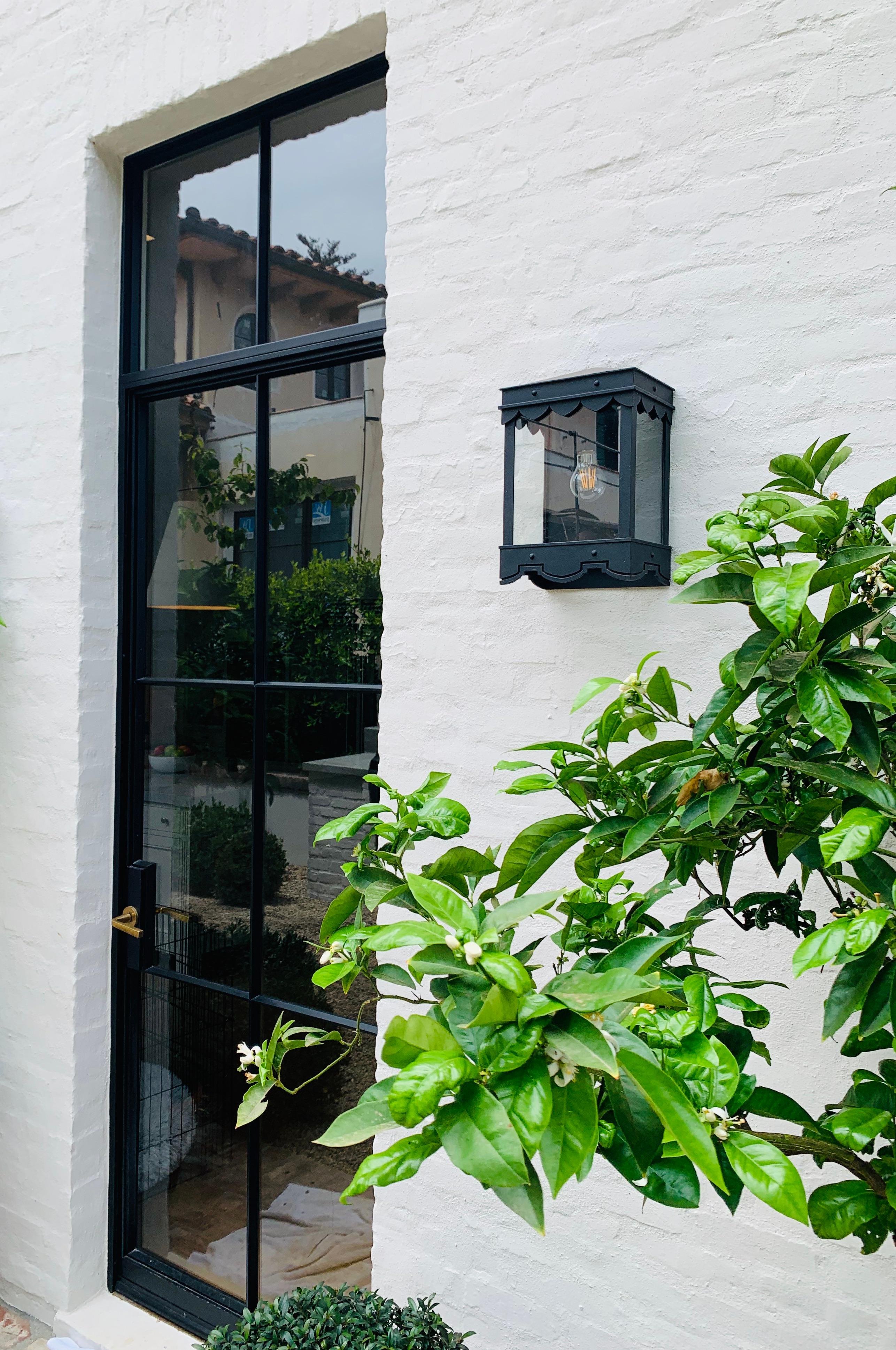 Mediterranean Style with Contemporary Lines Exterior Lantern Flush Mount, Grey  In New Condition For Sale In Santa Paula, CA