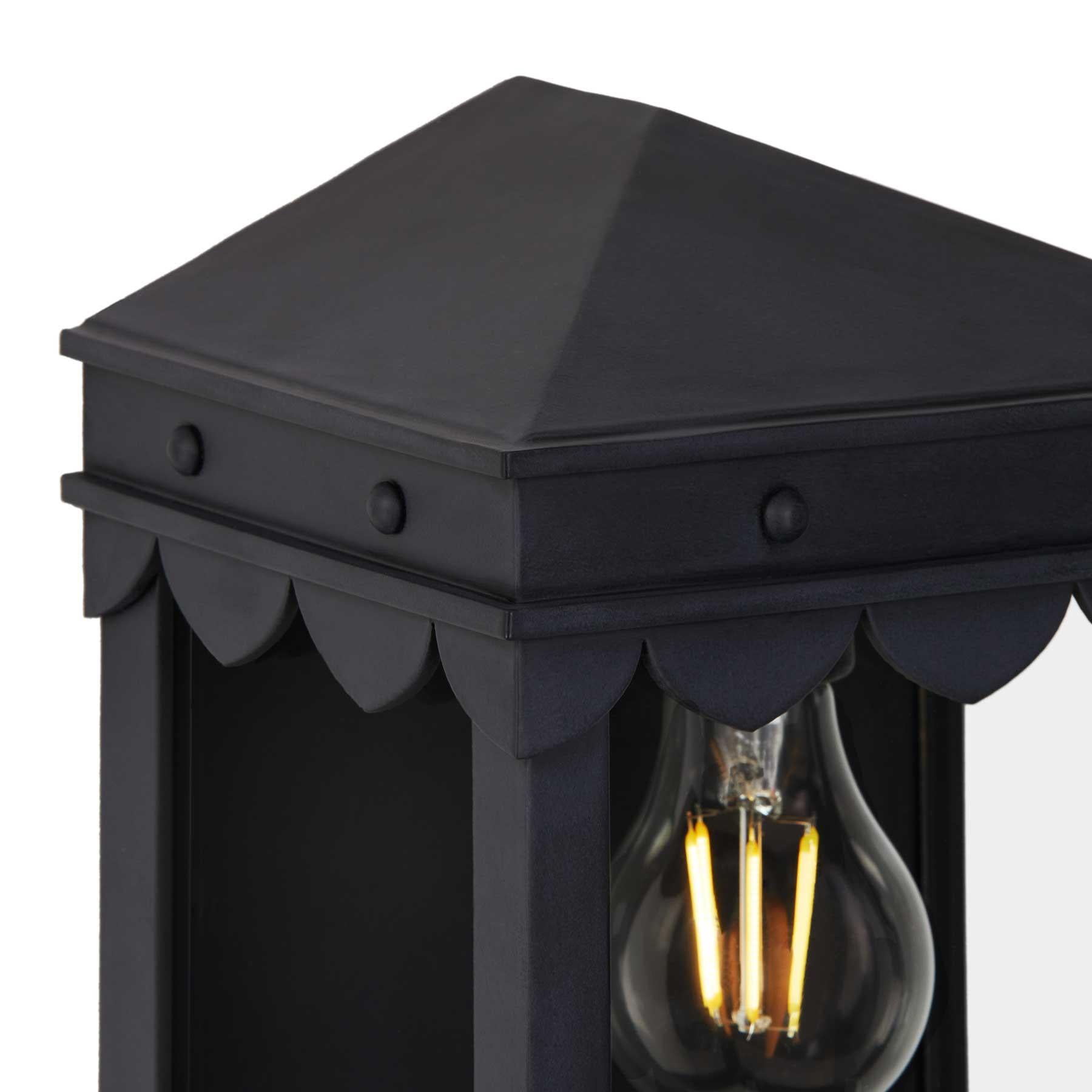 Gothic Revival Mediterranean Style with Contemporary Lines Exterior Lantern Flush Mount, Grey  For Sale