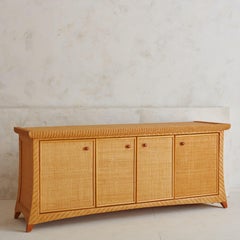 Mediterranean Wicker Credenza, 1970s