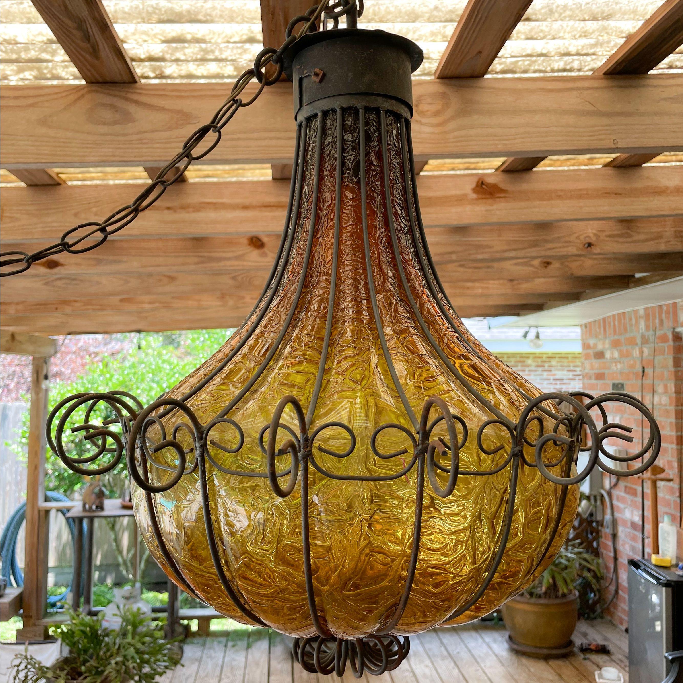 vintage amber glass chandelier