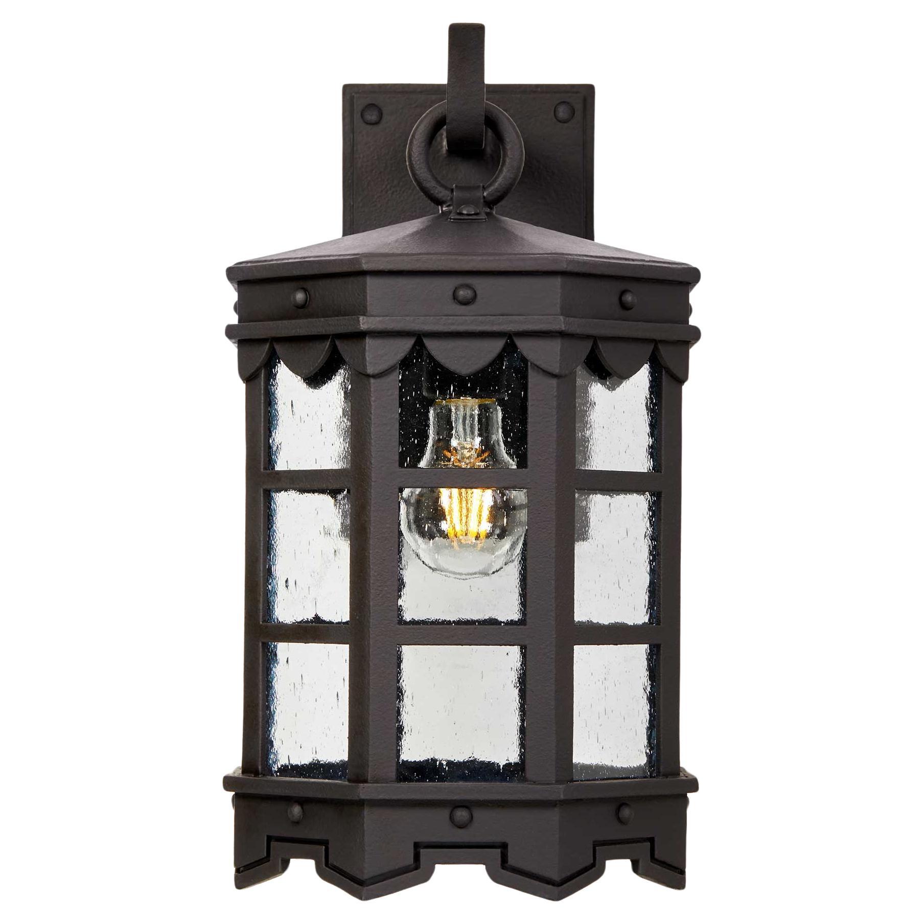 Mediterranean Wrought Iron Exterior Lantern Wall Sconce, Brown (Old World)  For Sale
