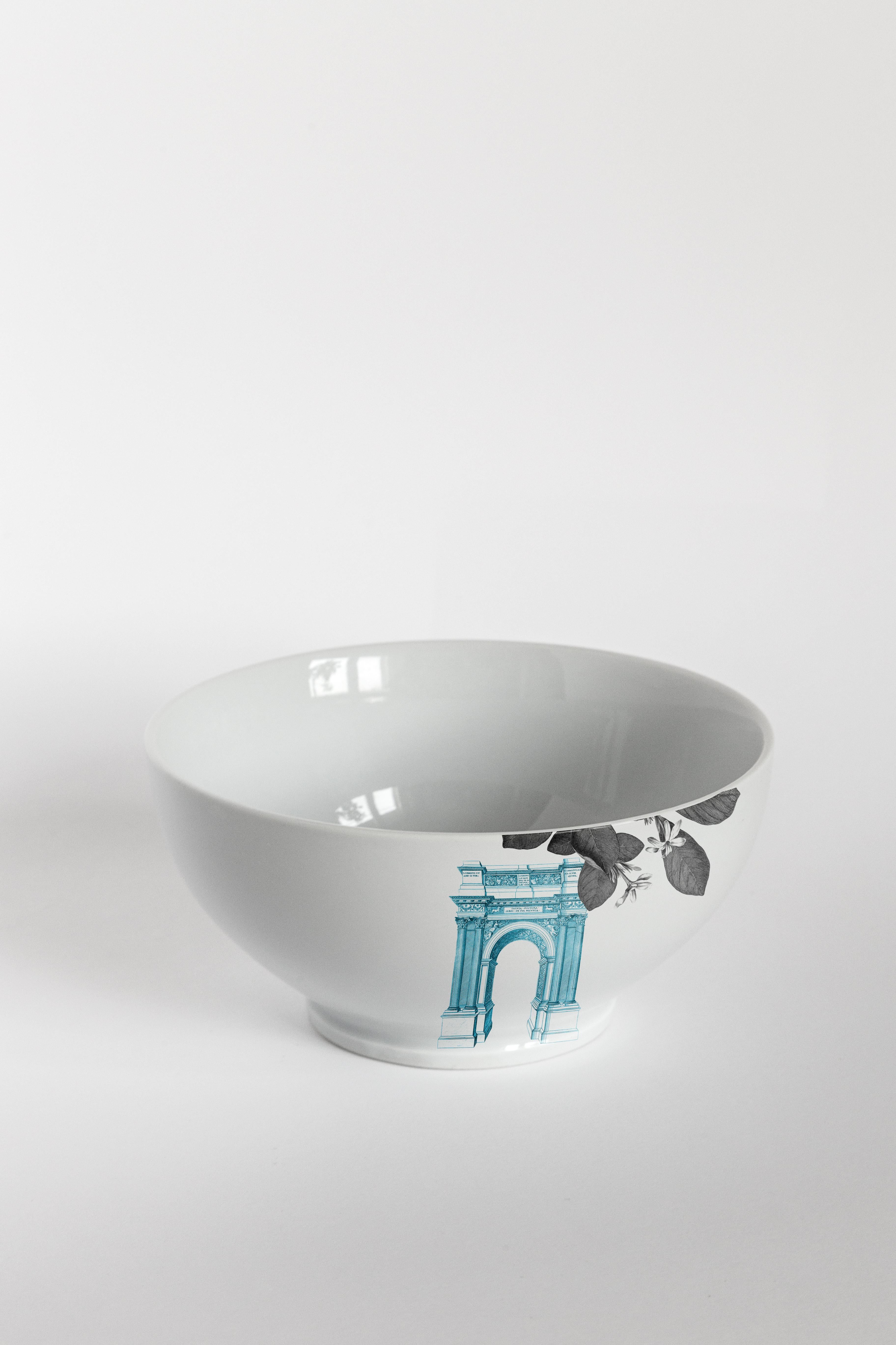 Mediterraneo, Six Contemporary Porcelain Bowls with Decorative Design For Sale 2