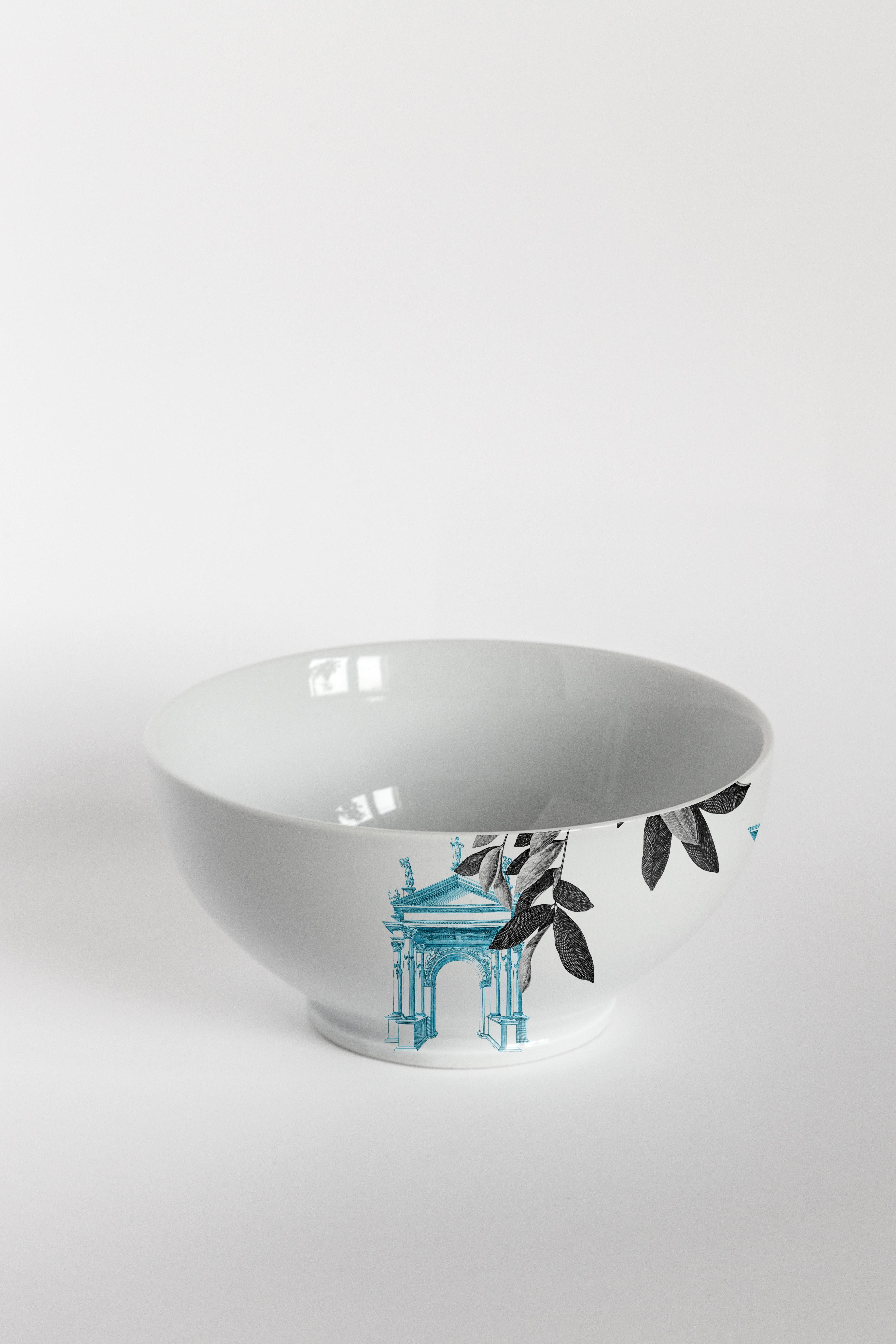 Mediterraneo, Six Contemporary Porcelain Bowls with Decorative Design For Sale 3