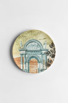 Mediterraneo, Six Contemporary Porcelain Dessert Plates with Decorative Design