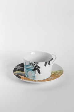 Mediterraneo, Tea Set with Six Contemporary Porcelains with Decorative Design