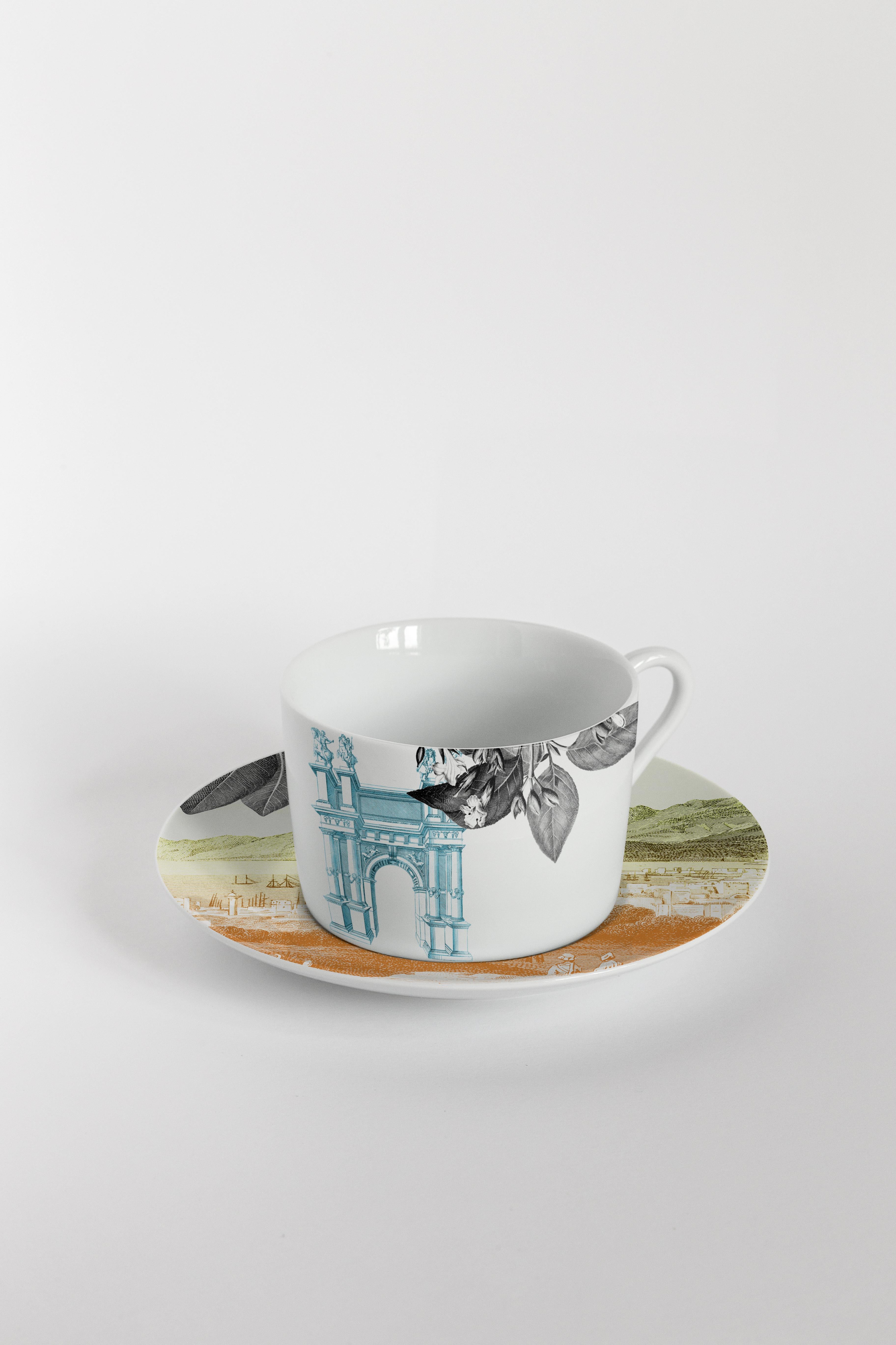 Mediterraneo:: Service à Thé avec Six Porcelaines Contemporaines avec Design Décoratif en vente 2