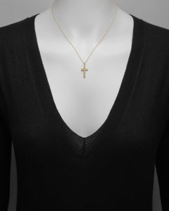 Medium 14 Karat Yellow Gold and Pearl Cross Pendant
