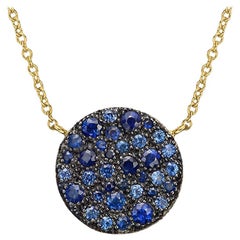 Medium 18 Karat Yellow Gold and Sapphire Circle Pendant