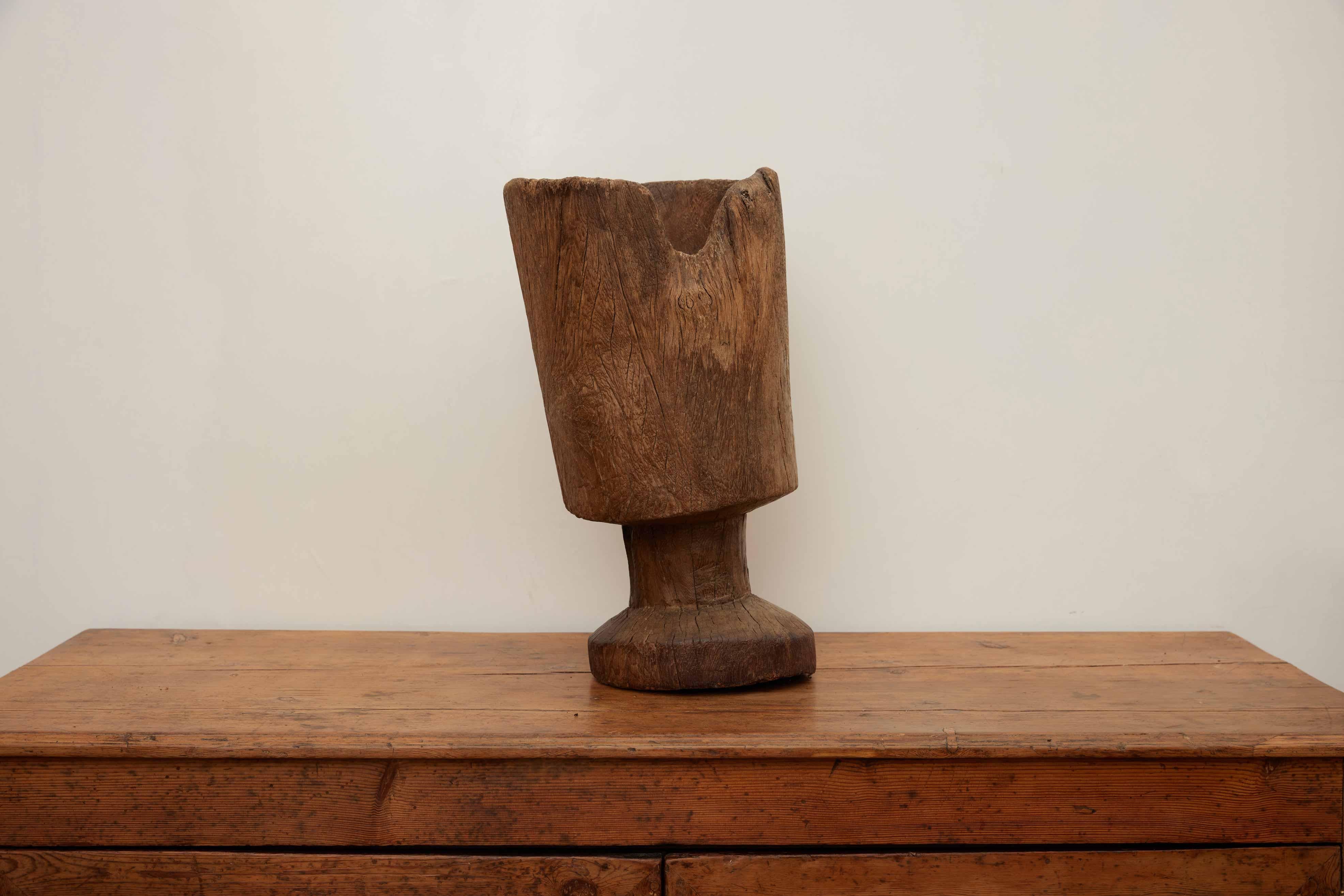 Mid-Century Modern  Medium 19th Century European Wood Mortar For Sale