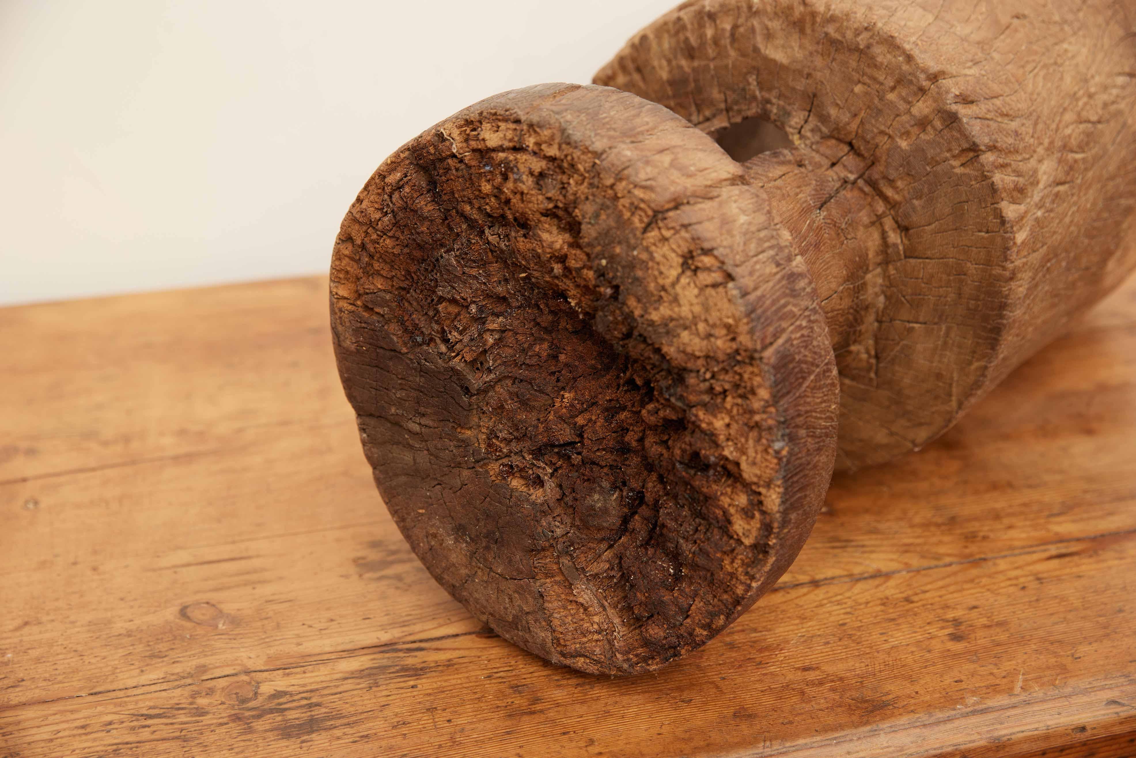  Medium 19th Century European Wood Mortar In Good Condition For Sale In Santa Monica, CA