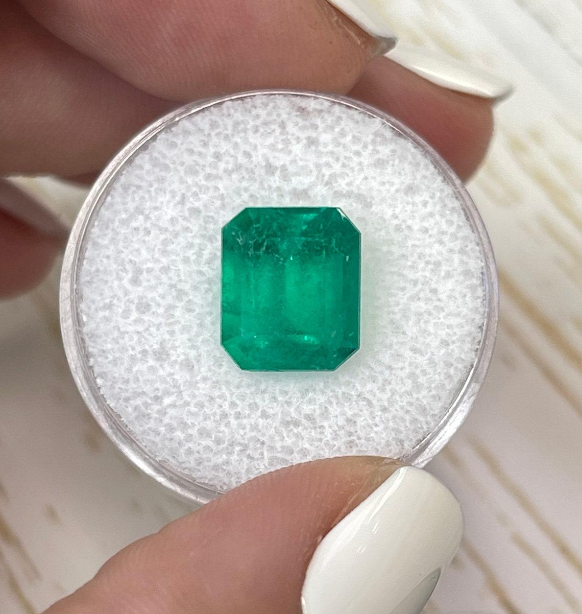 Medium 4.50 Carat Classic Emerald Cut Muzo Colombian Emerald Gem - May Birthston 2