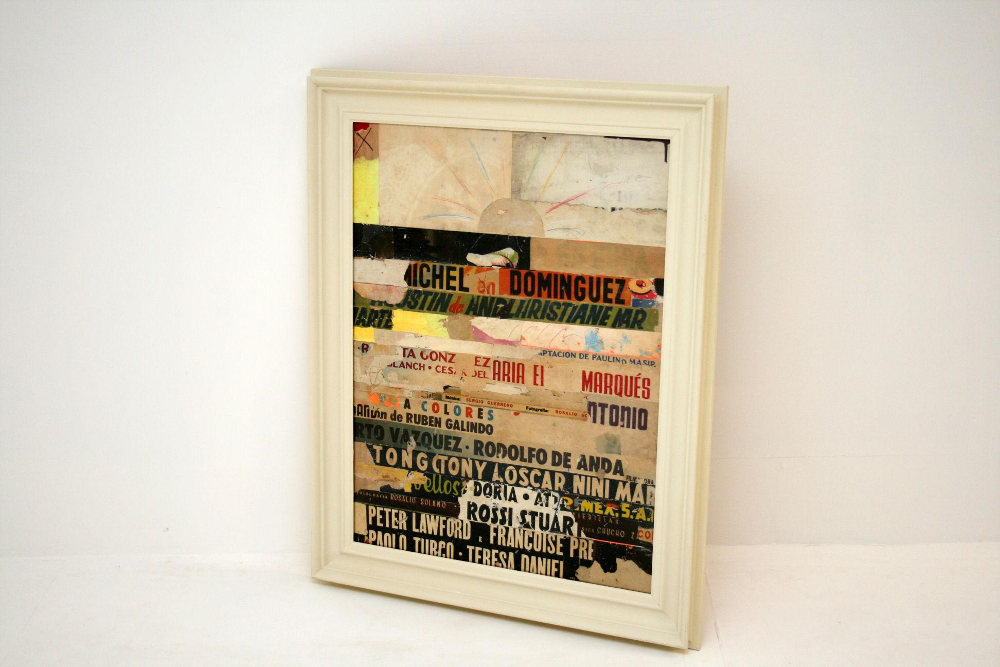 English Bibliotheque Medium Abstract Collage by Artist Huw Griffith