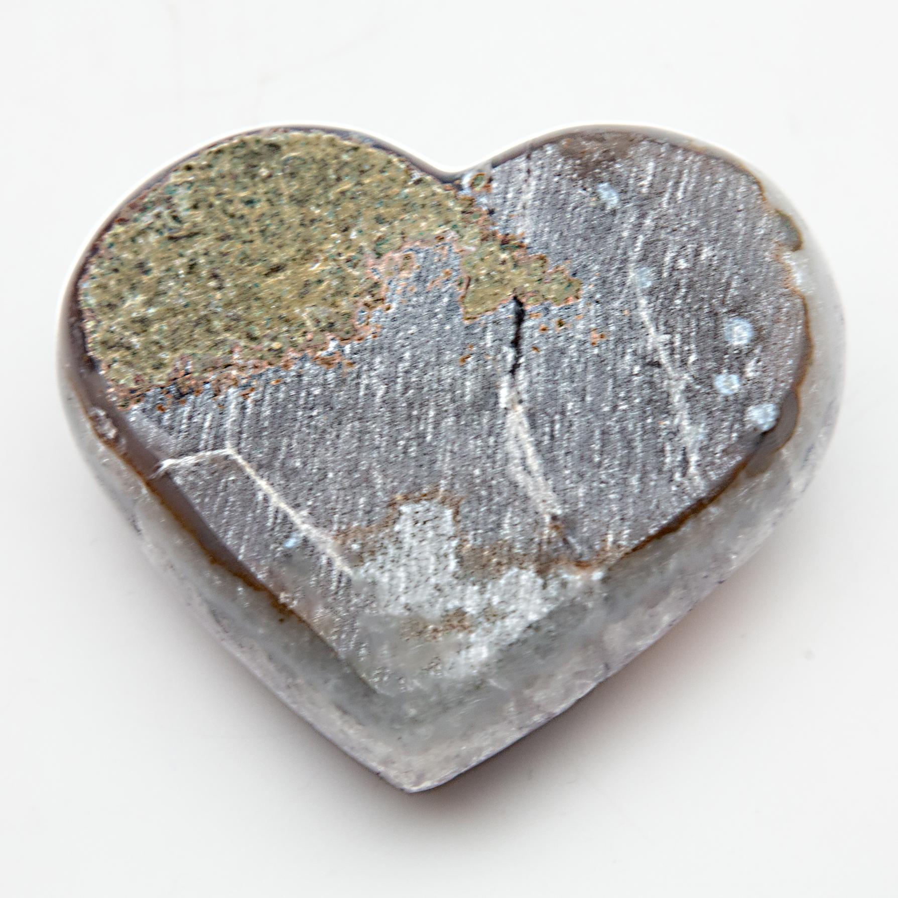Hand-Carved Medium Amethyst Geode Druzy Heart