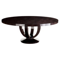 Medium Art Deco Inspired Cranston Dining Table in Sycamore Black Wood