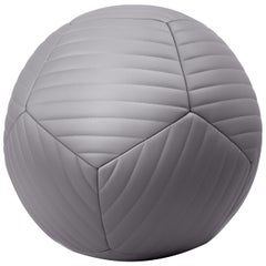 Banded Ottoman 18" in Riverstone Grey Leather by Moses Nadel