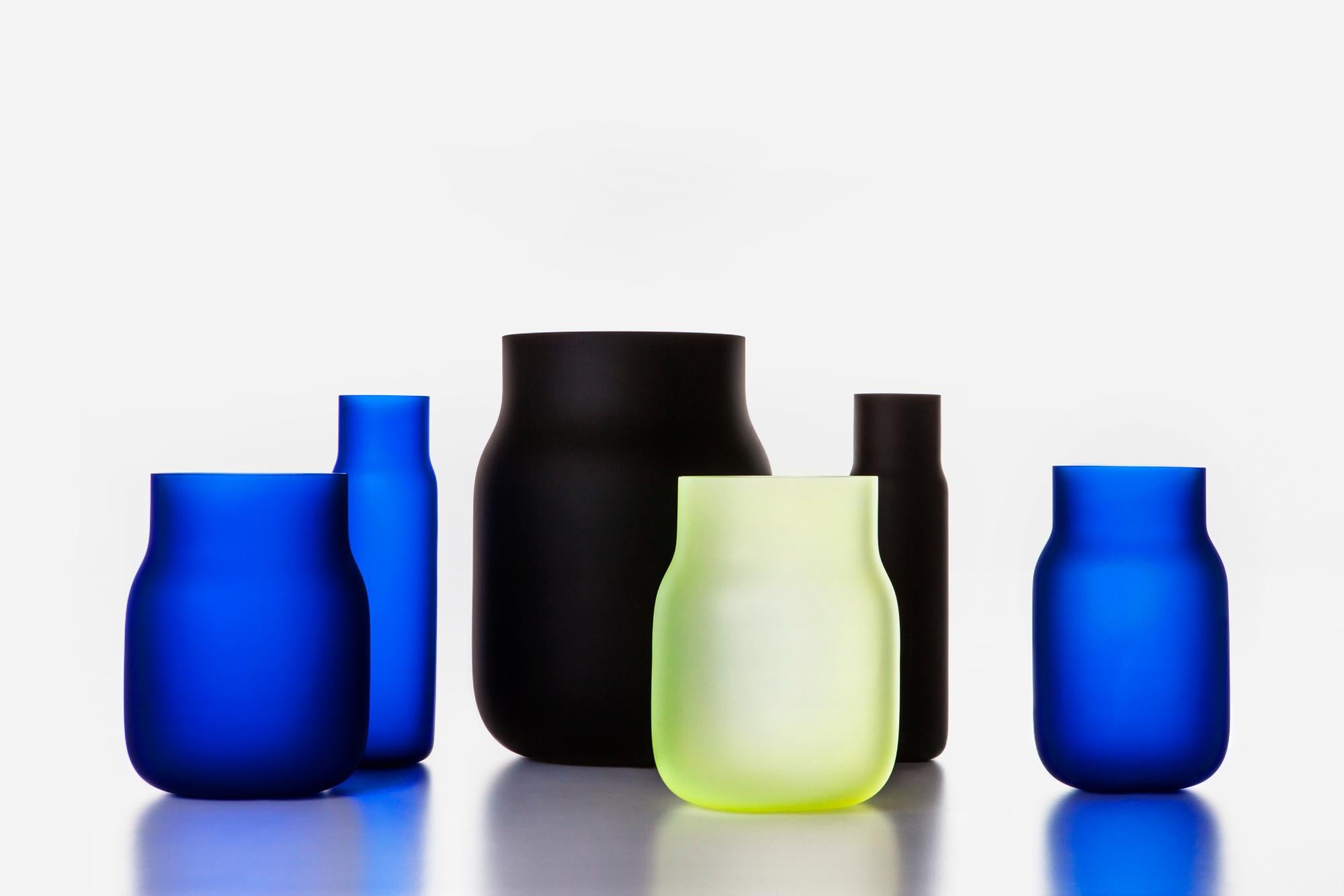 Post-Modern Medium Black Bandaska Matte Vase by Dechem Studio For Sale
