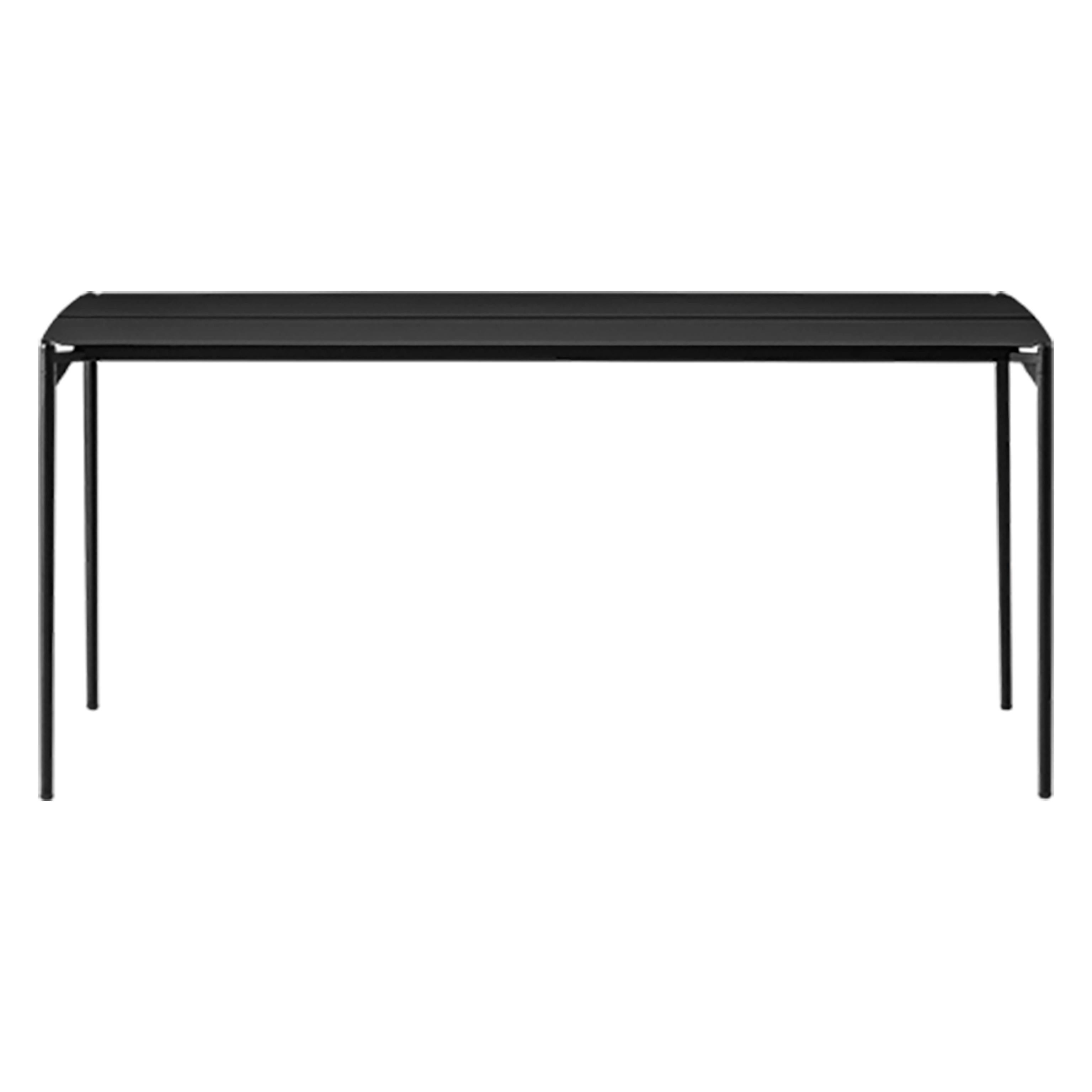 Medium black minimalist table
Dimensions: D 160 x W 80 x H 72 cm 
Materials: Steel w. Matte powder coating & aluminum w. matte powder coating.
Available in colors: Taupe, bordeaux, forest, ginger bread, black and, black and gold.


Bring
