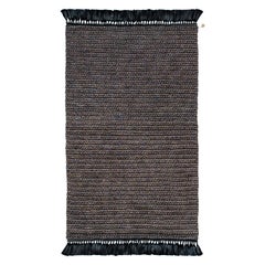 Medium Black Rust Rug Thick Luxurious Handmade Crochet Cotton and Polyester