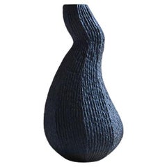 Medium Black Sculptural Limestone Vessel by Studio Laurence