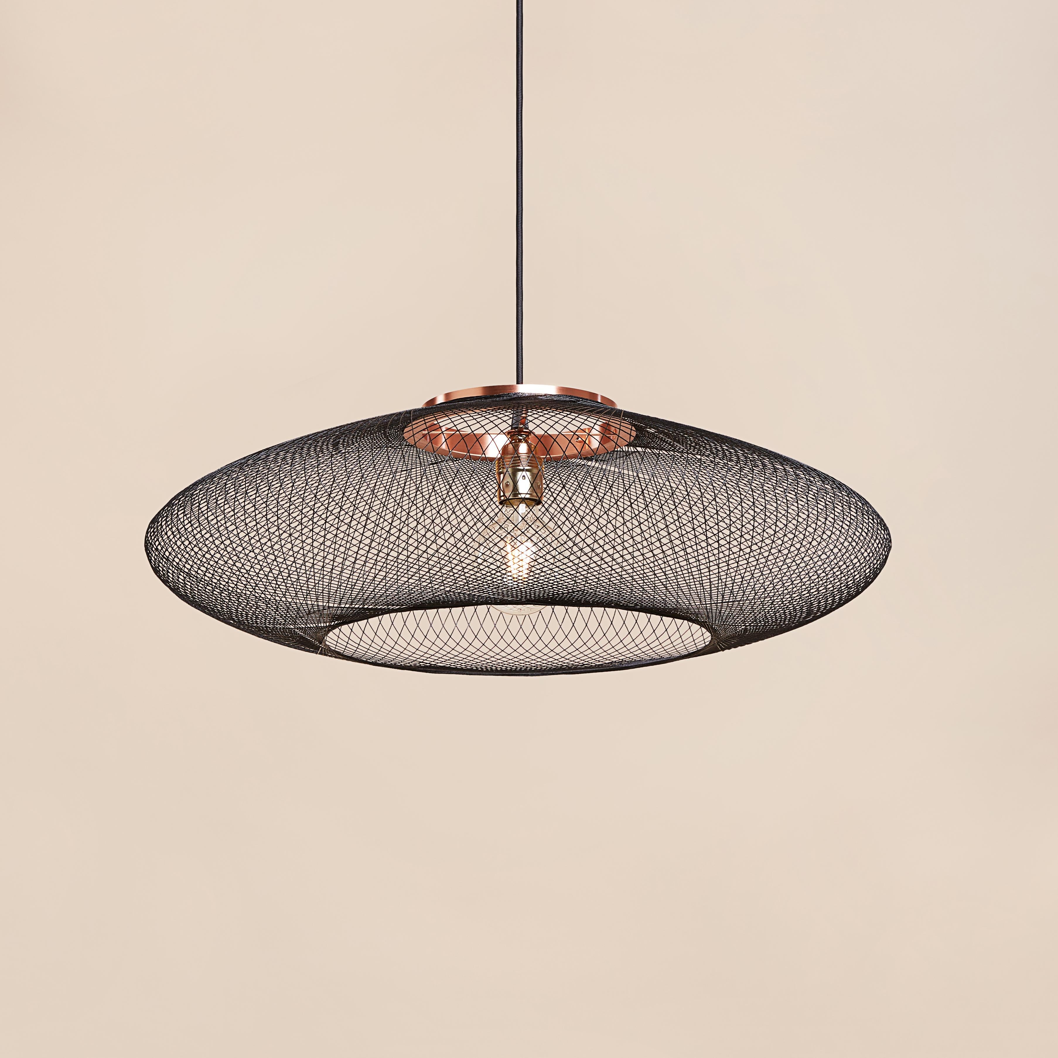 Dutch Medium Black UFO Pendant Lamp by Atelier Robotiq For Sale