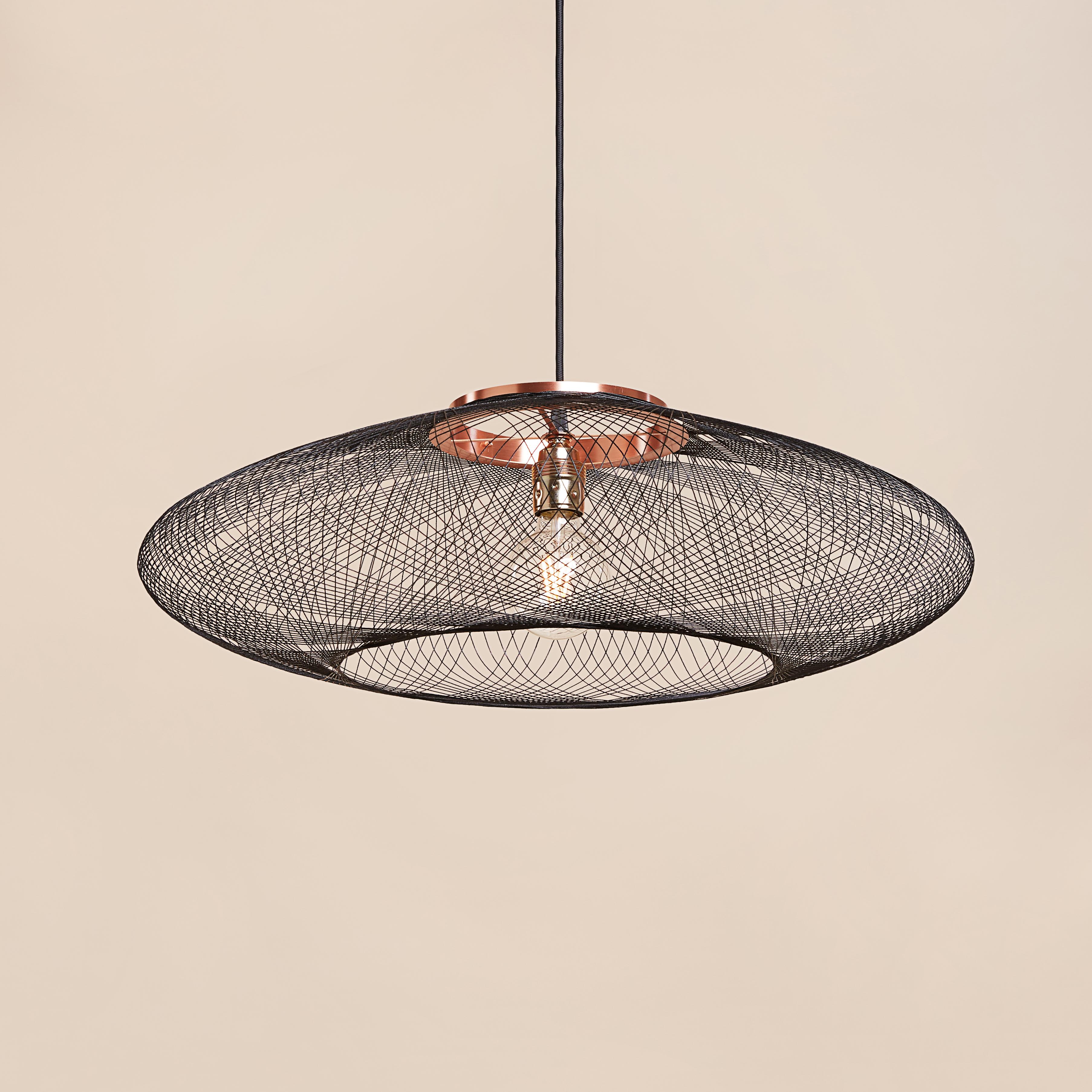 Metal Medium Black UFO Pendant Lamp by Atelier Robotiq For Sale