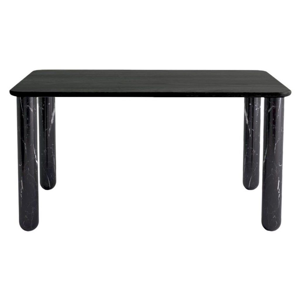 Medium Black Wood and Black Marble "Sunday" Dining Table, Jean-Baptiste Souletie For Sale