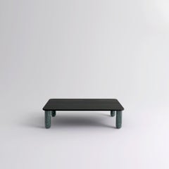 Medium Black Wood and Green Marble "Sunday" Coffee Table, Jean-Baptiste Souletie