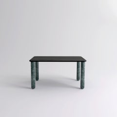 Medium Black Wood and Green Marble "Sunday" Dining Table, Jean-Baptiste Souletie