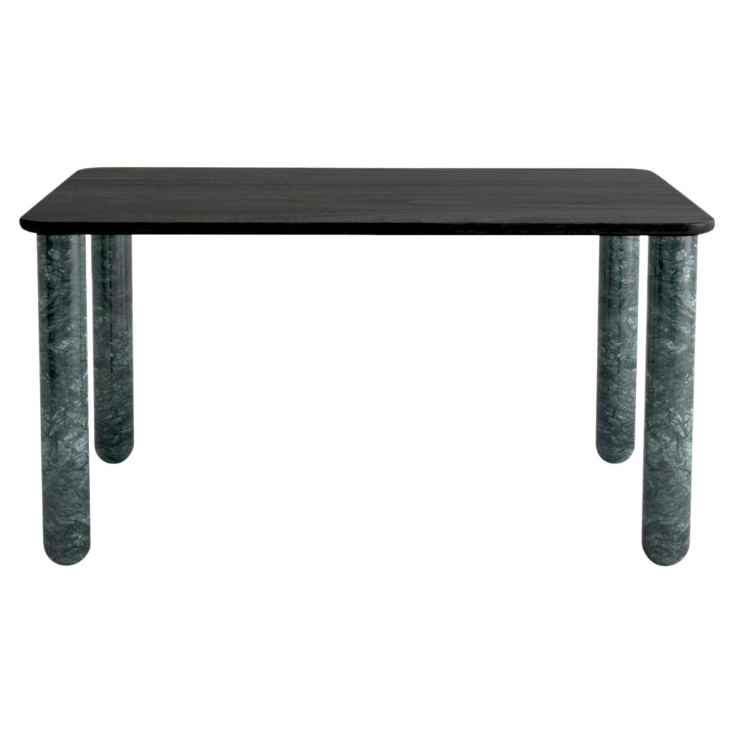 Table de salle à manger "Sunday" en bois noir et marbre vert, Jean-Baptiste Souletie
