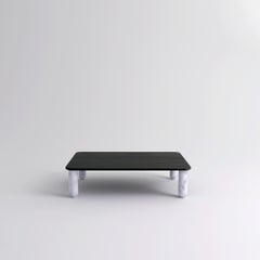 Medium Black Wood and White Marble "Sunday" Coffee Table, Jean-Baptiste Souletie