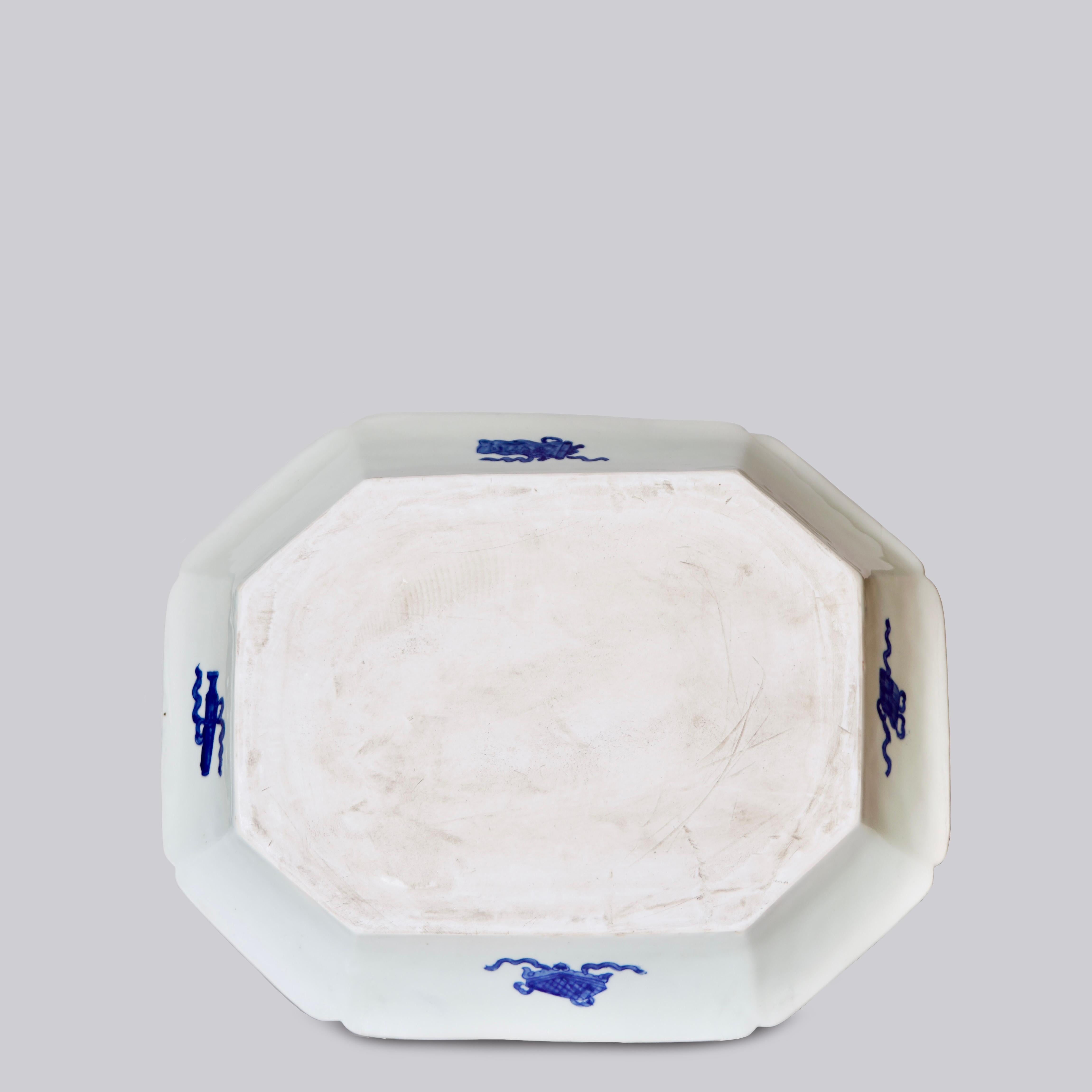 Esportazione cinese Piatto medio ottagonale in porcellana blu e bianco di Willow Ware in vendita