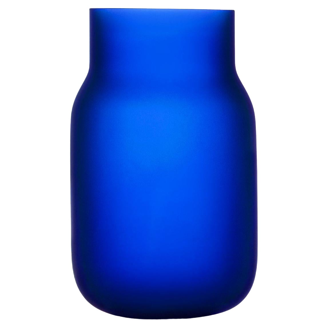 Medium Blue Bandaska Matte Vase by Dechem Studio For Sale