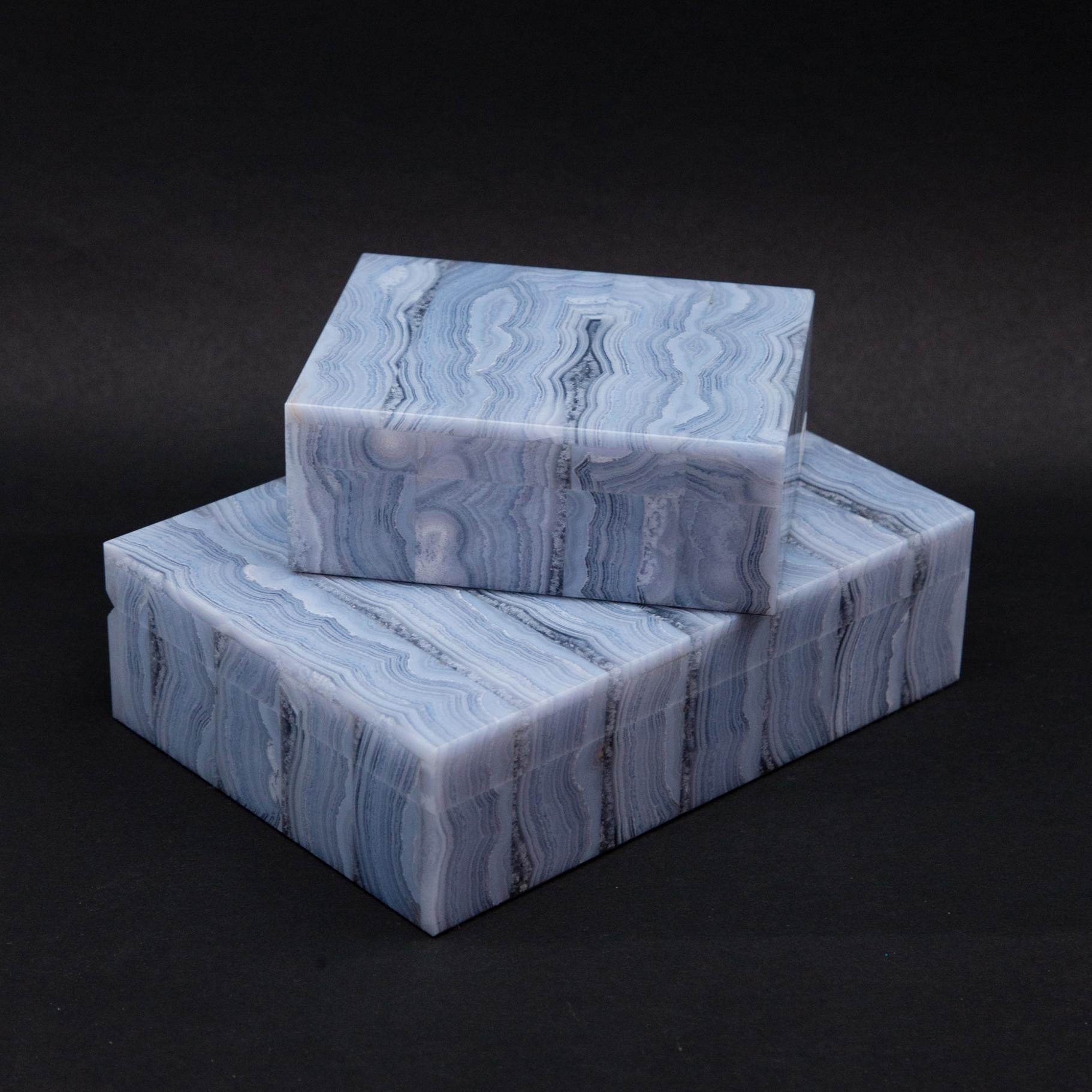 Medium Blue Lace Agate Hinged Stone Box 1