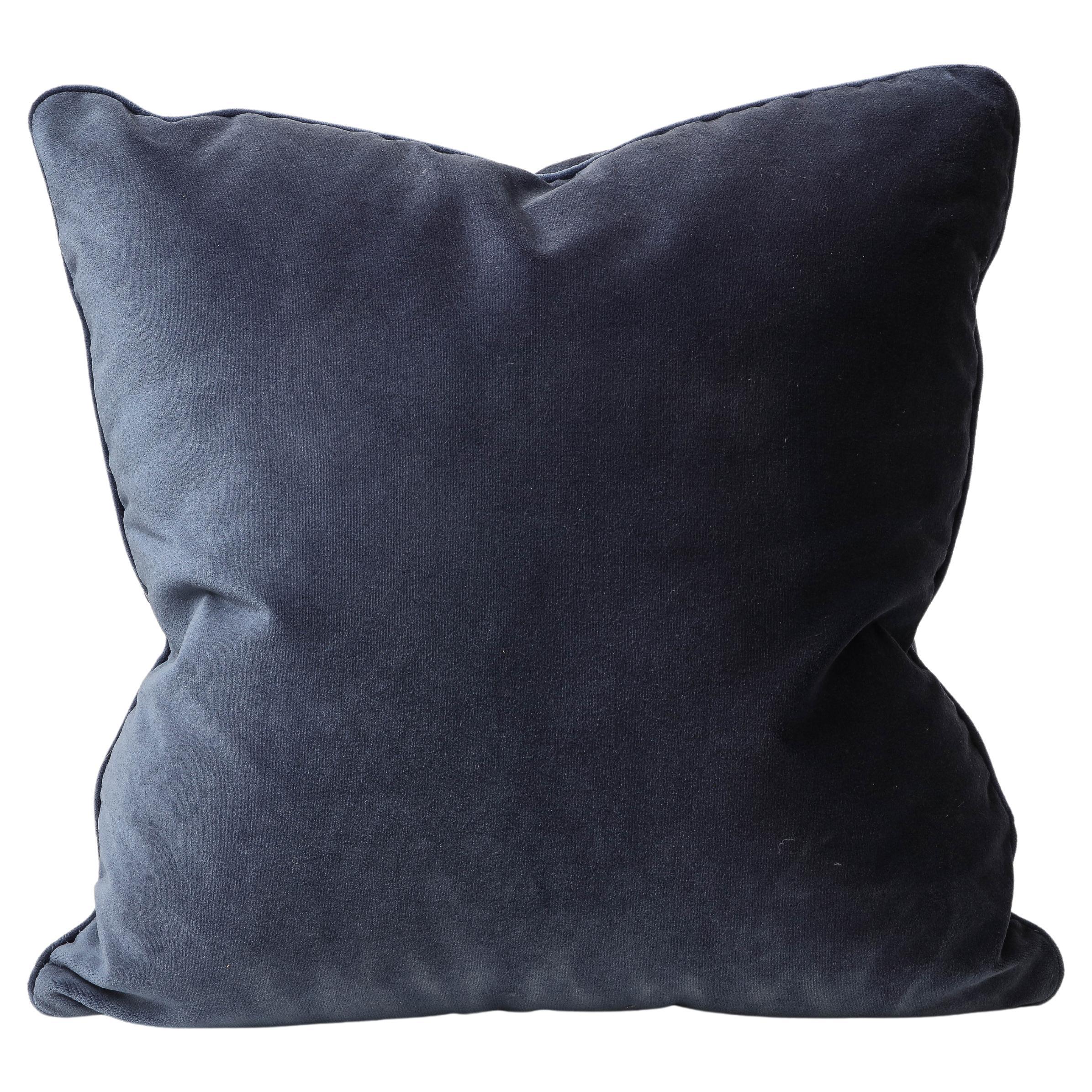 Medium Blue Linen 21" Square Pillow For Sale