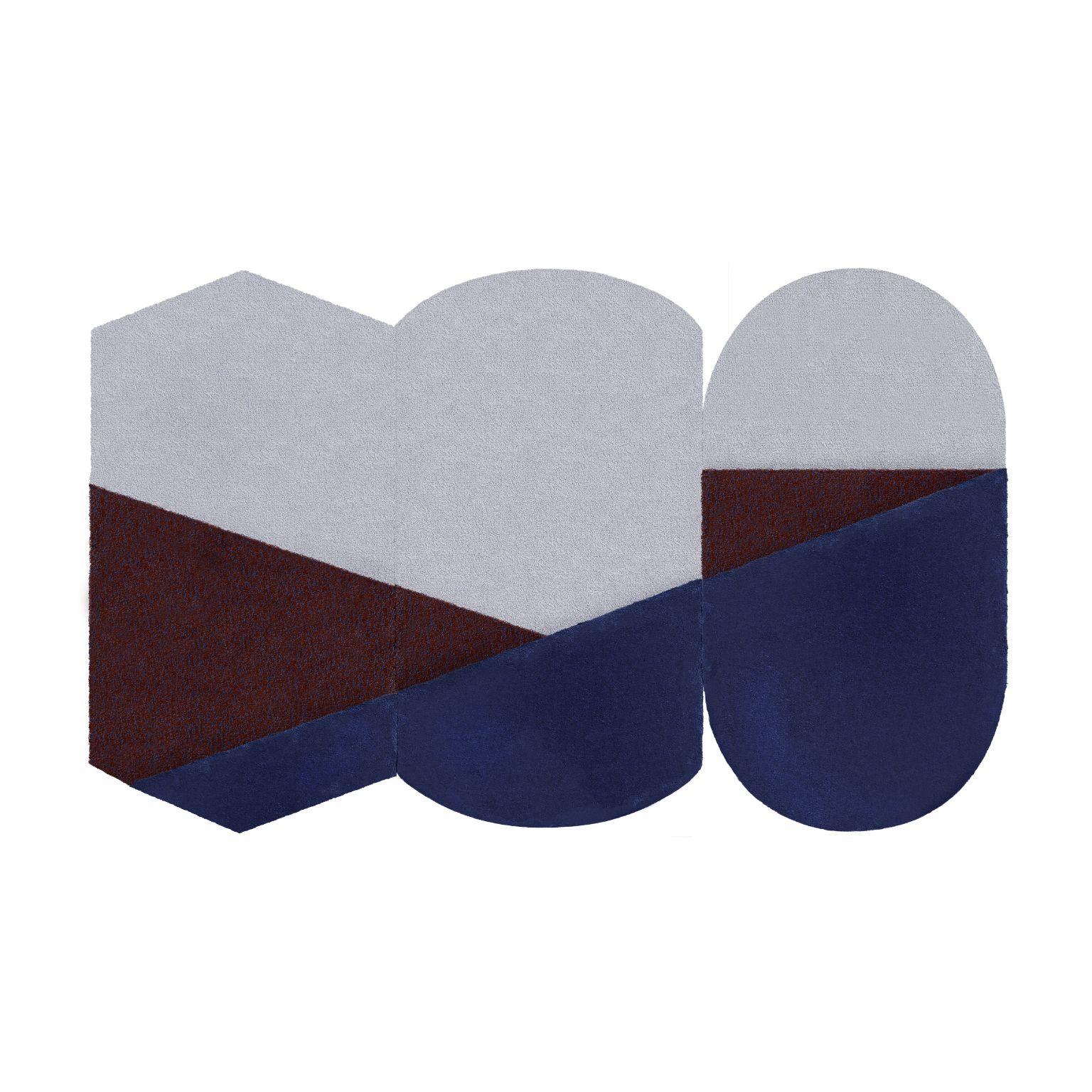 Medium Blue Oci Triptych rug by Seraina Lareida
Dimensions: 330 x 200 cm
Materials: 100% New Zealand top-quality wool.
Available in sizes Small or Large. Also available in colors: Brick/Pink, Yellow/Gray, Green/Brick, Blue/Brick. Customizable