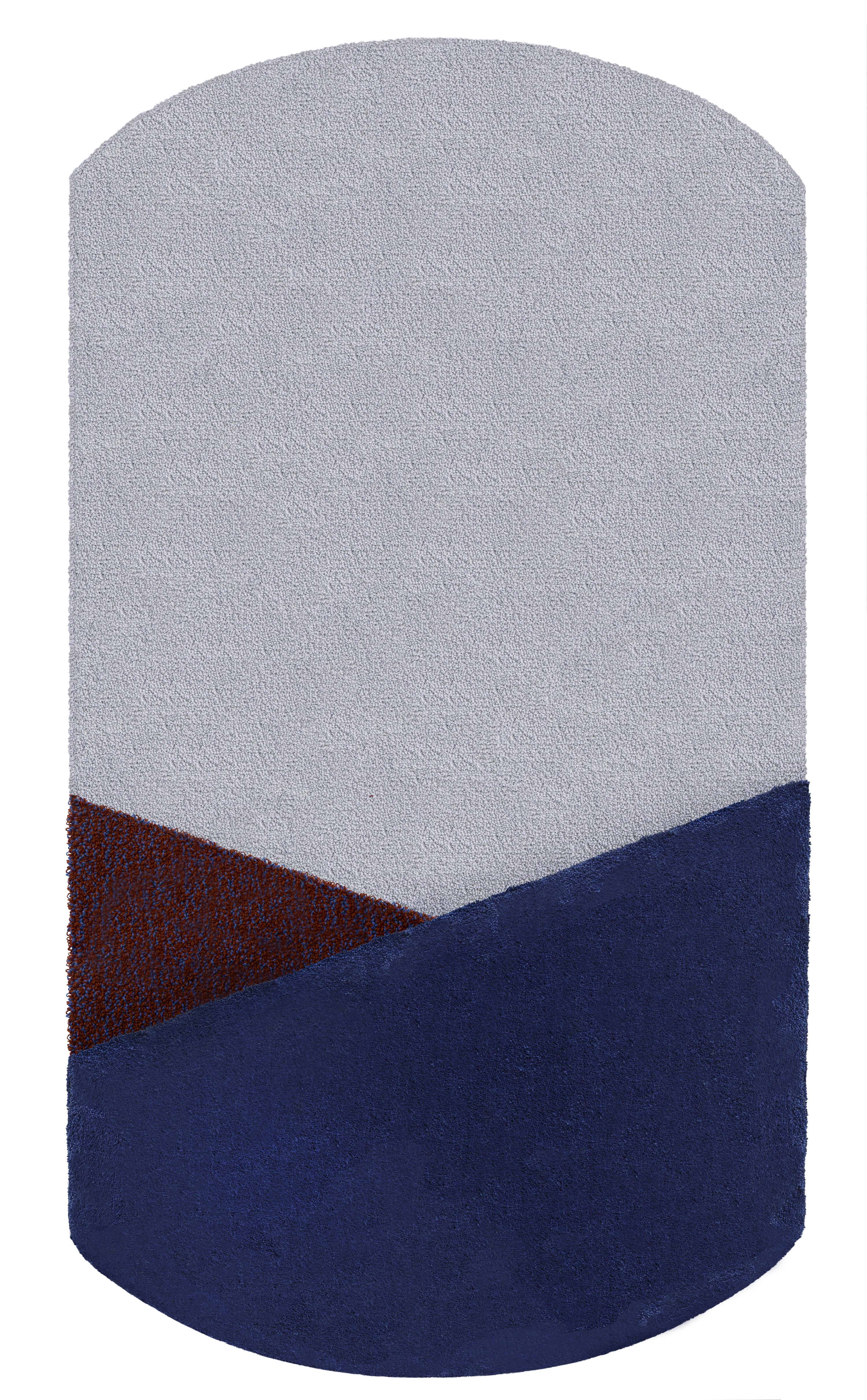 Medium Blue Oci Triptych Rug by Seraina Lareida For Sale 2