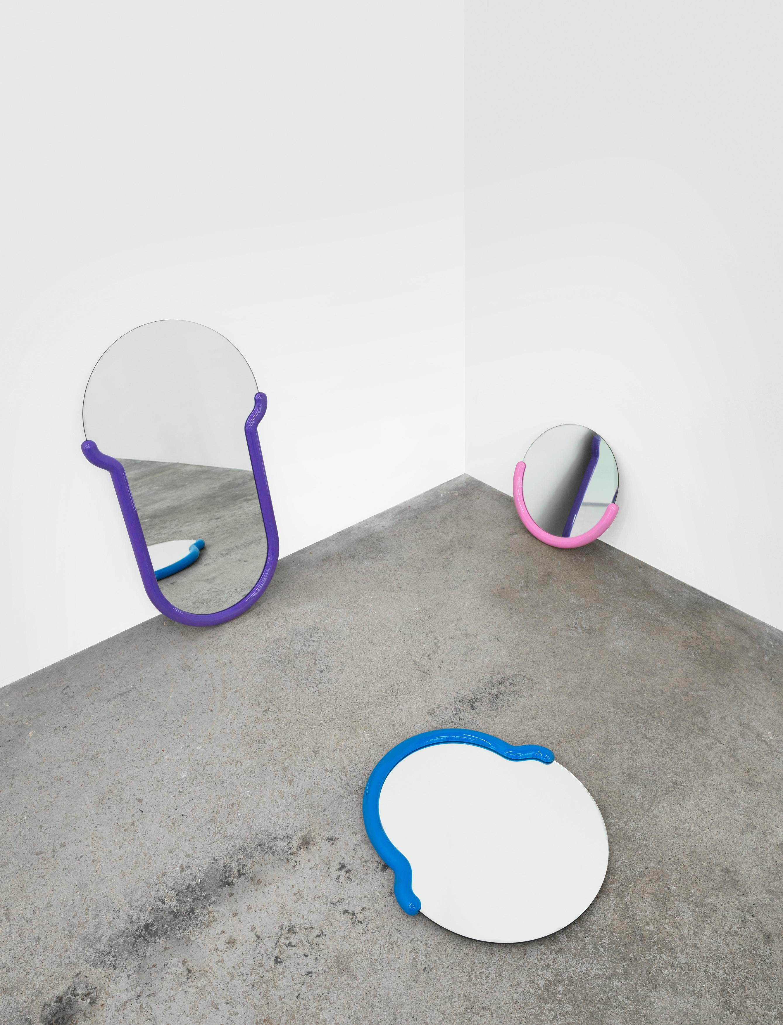Modern Medium Bogin Mirror in Blue by Greg Bogin for Normann X Brask Art Collection For Sale
