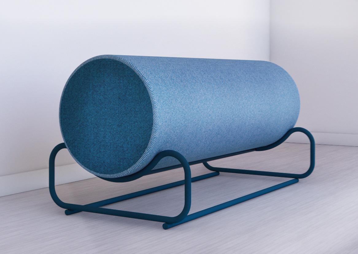 The Medium Bolster Bench is a comfortable 1-2 seater bench which features a luxurious woolen Maharam fabric cover filled with an organic latex cushion for an upright sit with comfort and durability. The cylindrical cushion rests on a sturdy powder