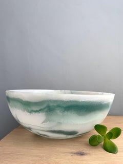 Medium Bowl in Blue Sage Marbled Resin by Paola Valle