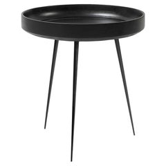 Medium Bowl Side Table Mango Wood Black Stain, Steel Legs by Mater Design